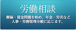 労働相談：解雇・賃金問題を始め、年金・労災など人事・労務管理全般に応じます。